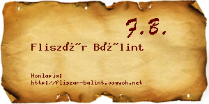 Fliszár Bálint névjegykártya